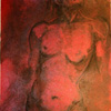 ..Untitled Drawing on Red<br>Charcoal and Acrylic on Paper<br>30 x 24 inches