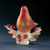 ..Red Fade Dove with Crystal & Red Blush Thistle<br>Blown and Hot-Formed Glass<br>12 x 12 � x 5 � inches