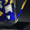 ..Blue Confetti Ellipse Vessel<br>Cast Glass with Gold Leaf<br>7.5 x 29 x 9 inches