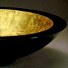 ..Yellow Gold Leafed Bowl<br>Cast Glass with Gold Leaf<br>6 x 20 inches
