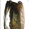 ..Nagare 38<br> Blown, Sculpted Glass; Silver Etching, Copper Plating <br>17 x 10 x 8 inches
